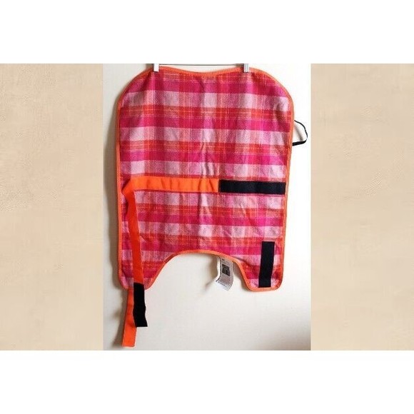 HuggleHounds Pink Orange Plaid Fleece Dog Jacket XL Wool Blend NWT Length 26" - Picture 3 of 8